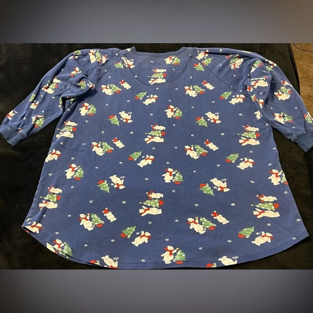 UC Vtg Cabernet Blue Polar Bear Christmas Snowflake Sleep Top Women’s 4XL